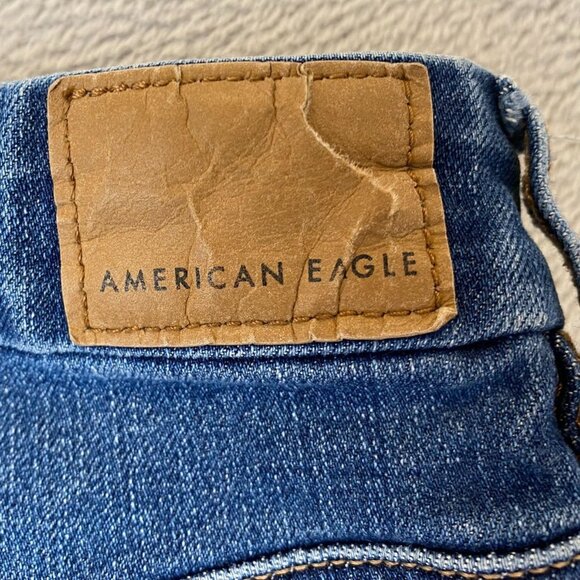 American Eagle Womens Jeans 4 Short Distressed High Rise Skinny Jeggings Blue - Picture 14 of 16